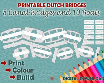 Amsterdam Canal Bridges and Boats Printable, DIY Paper Crafts, Mindfulness Crafts, Kids Crafts, Instant Download