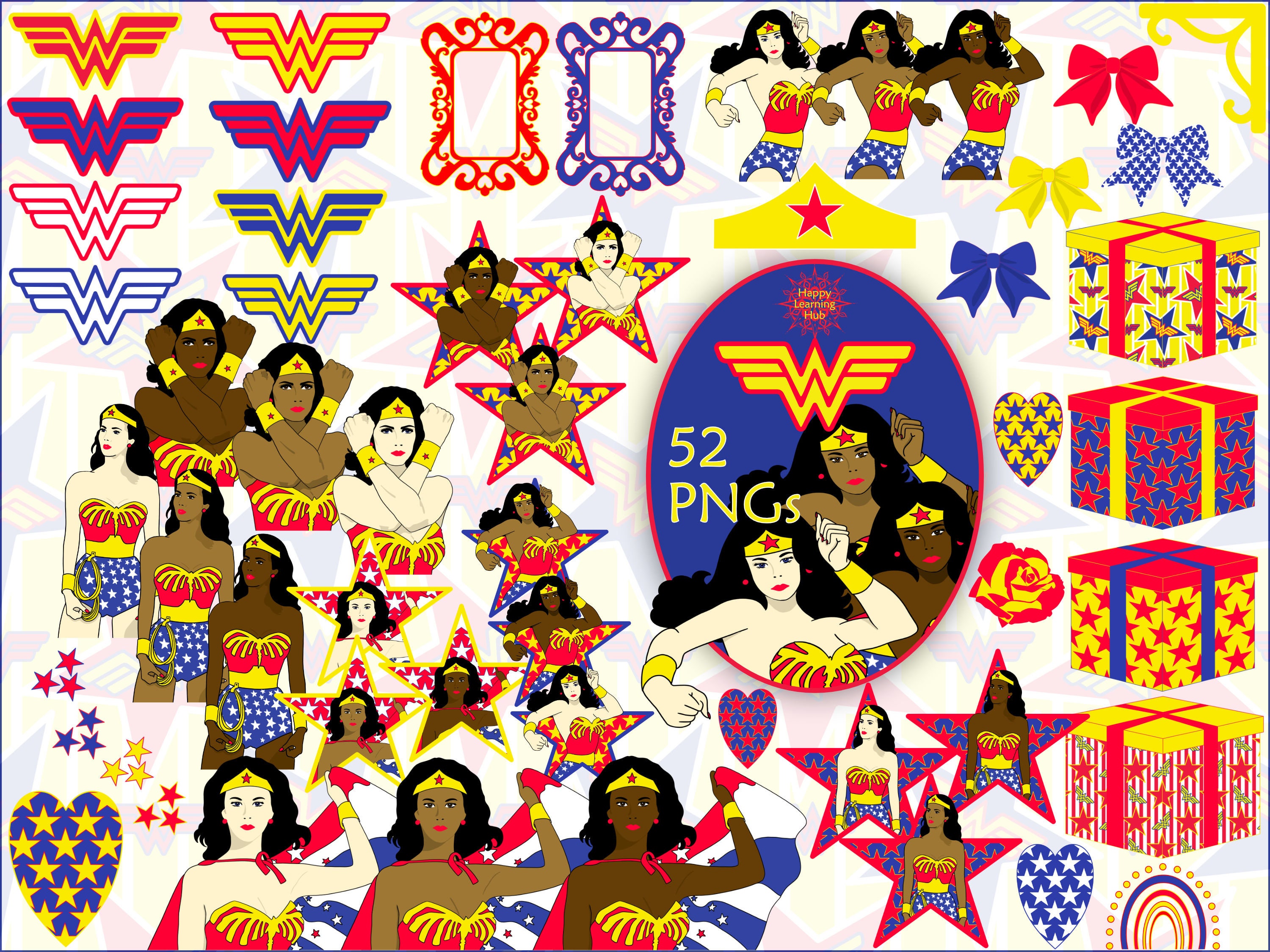 Wonder Woman Clipart Collection Black Wonder Woman Superhero - Etsy
