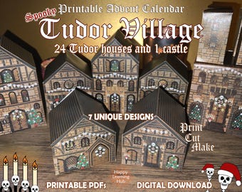 Printable Tudor Village Advent Calendar: Spooky Christmas Castle (PDF)