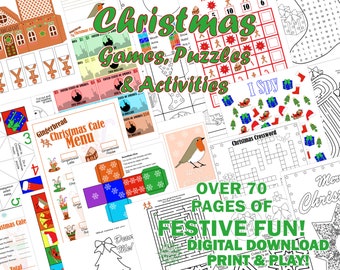 Christmas Puzzles, Games and Activities for Kids, Festive Printables, Party Games, Christmas Crafts, Games Bundle, Digital Download