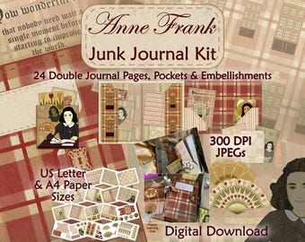 Anne Frank Junk Journal Kit: Printable Paper Craft (Digital Download)