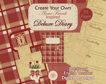 Anne Frank Inspired Diary, Make Your Own Paper Diary, 2026 Planner, Printable Tartan Planner, Digital Download