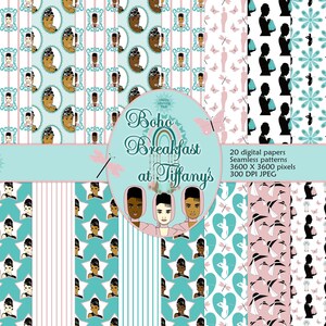 Breakfast at Tiffany&#39;s Digital Paper: Audrey Hepburn Scrapbook (Instant Download)