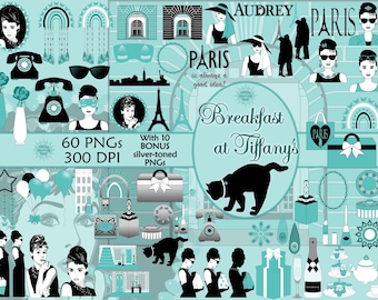 Breakfast at Tiffany's Clipart: Audrey Hepburn PNG Images (Digital Download)