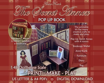 Anne Frank House, Secret Annex, Pop Up Book, 1:48 Scale Miniature House, Printable Toy, Printable House, Anne Frank Diary, Digital Download