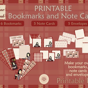 Marcadores e cartões de anotações de Anne Frank, Casa de Anne Frank, marcadores para impressão, cartões para impressão, envelopes para impressão, download digital