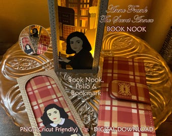 Anne Frank Book Nook, Anne Frank House, DIY Book Nook, Folio and Bookmark, Papercrafts, Digital Download