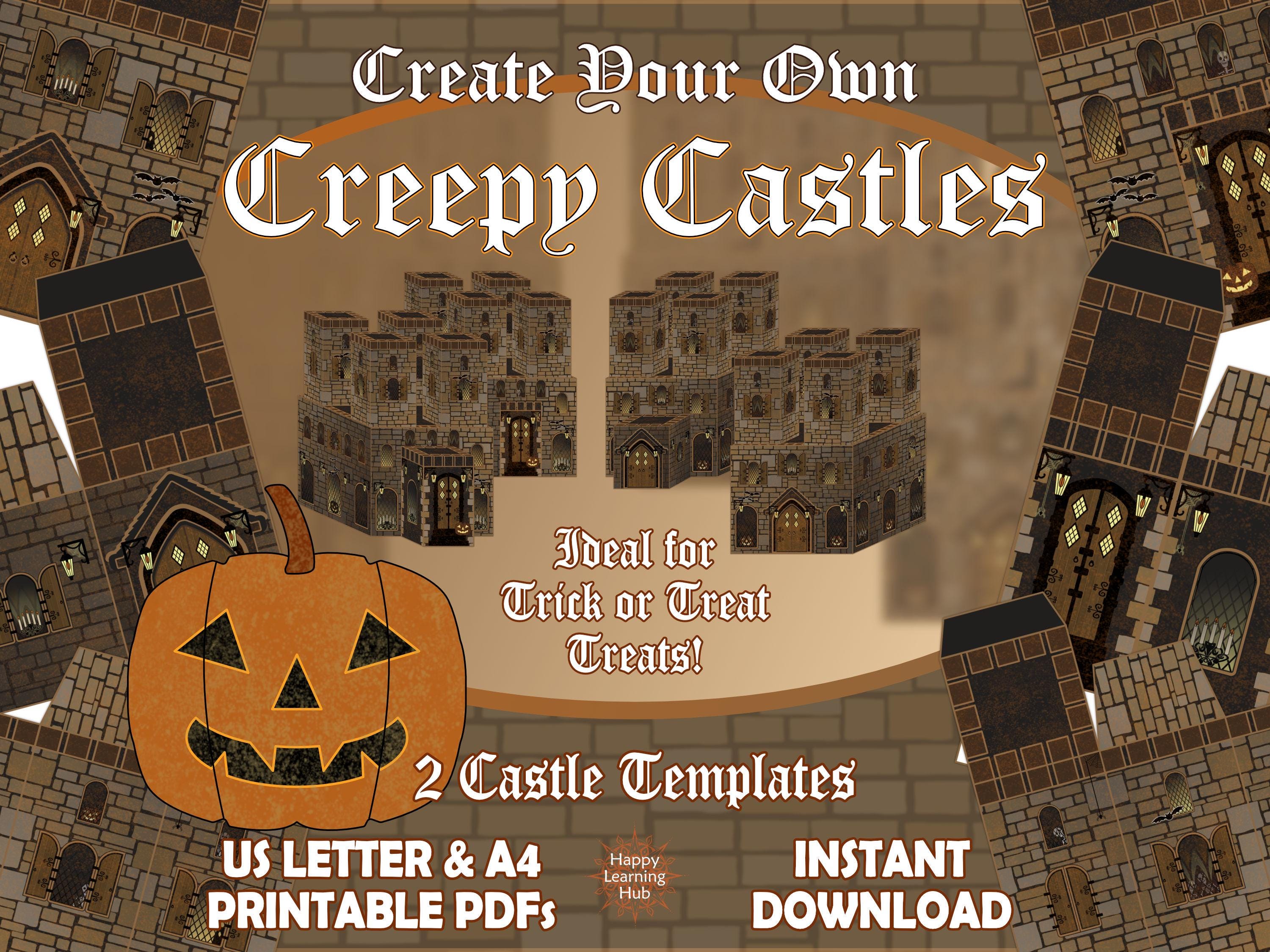 Halloween Castle Model: Printable Tudor Houses Trick or Treat Boxes (Digital Download)