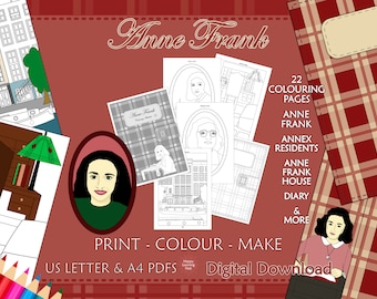 Anne Frank Colouring Pages: History Printable Activity (Digital Download)