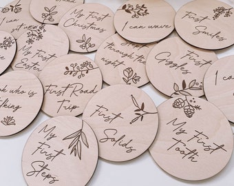 Baby Milestone Cards SVG Set of 15 | Newborn Laser Cut File