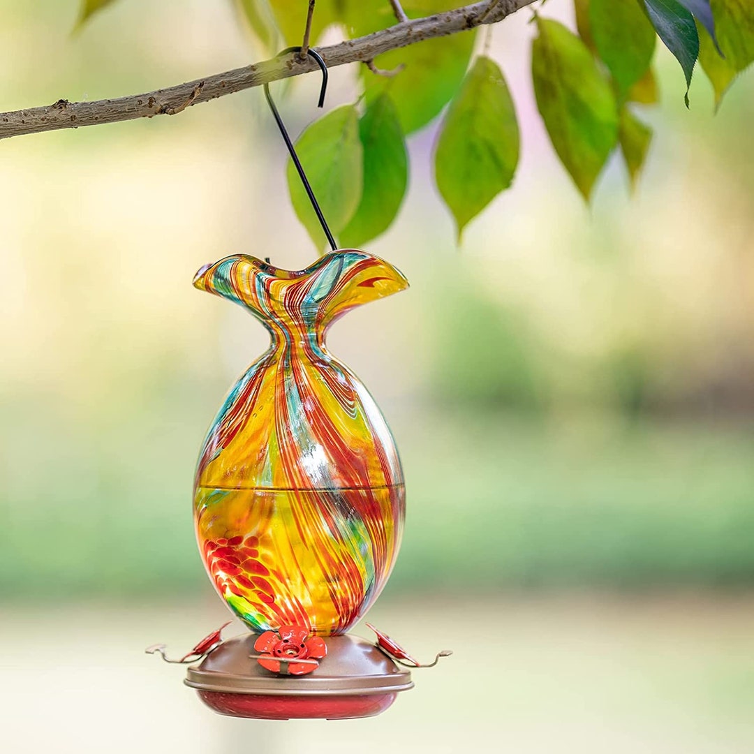 Hummingbird Feeder 32OZ Hand Blown Glass Hummingbird Feeders Etsy