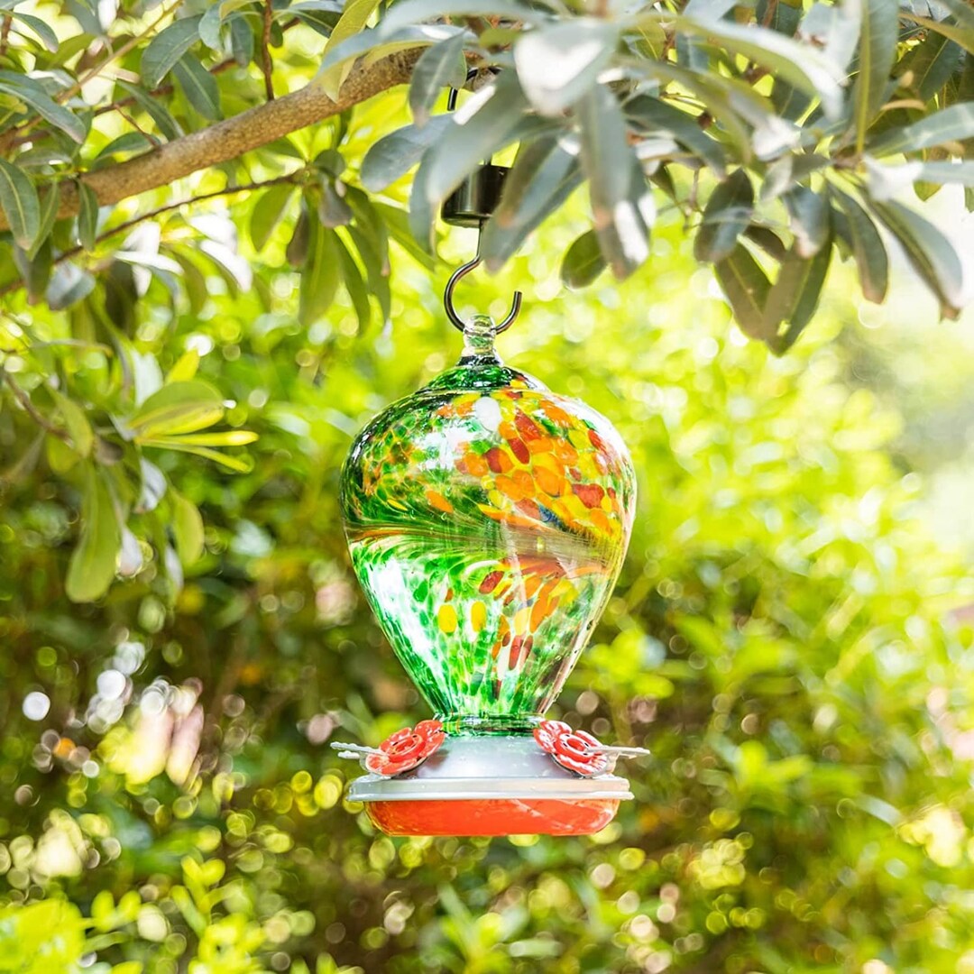 Hummingbird Feeder Bird Feeder Glass Bird Feeder Etsy