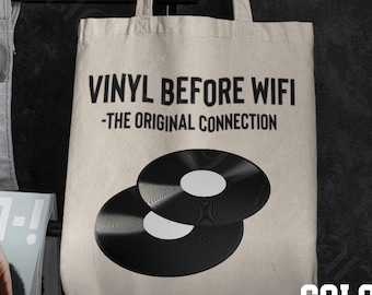 Vinyl Records Canvas Tote Bag for Birthday Record Lover Gift Ideas Vintage Music Tote Vinyl Record Lover Vinyl Record Retro Music Tote