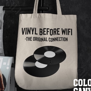 Vinyl Records Canvas Tote Bag for Birthday Record Lover Gift Ideas Vintage Music Tote Vinyl Record Lover Vinyl Record Retro Music Tote