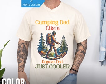 Camiseta "Papai Acampando" para Aniversário do Papai, Presentes para Acampar, Camiseta de Caminhada, Camiseta de Aventura, Camiseta "Acampador Feliz", Presentes para Amantes da Natureza, Dia dos Pais