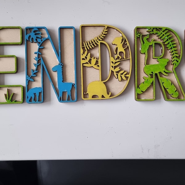 Jungle Wall Sign | Personalised Wall Sign | Name Sign | Safari Theme | Animal Themed Room |Wooden Wall Sign | children bedroom | boys jungle