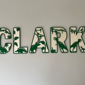 Dinosaur Letters | personalised wall sign |Dino Theme |Dinosaur Alphabet | Wooden Name sign | Children Bedroom
