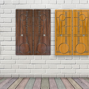 Boho Modern Frank Lloyd Wright ispirato all&#39;Art Déco Geometry wall art in legno, 2 pannelli in naturale