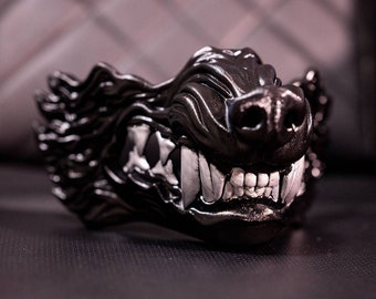 Wolf Half Face Wearable Mask oni Demon Samurai, Japanese style Handmade ,high quality mask