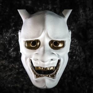 Japanese White Demon Noh Oni Hannya Mask | Samurai Cosplay Prop | Home Decor | Collectible Art Piece