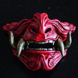 Masque de samouraï mempo fait main : style oni japonais, portable ou décoratif