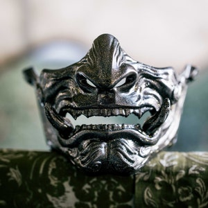 Oni Half Face Wearable Mempo Mask, Japanse Samurai Cosplay