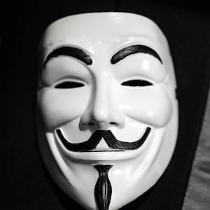 Anonymous Mask,Cosplay Mask,Guy Fawkes Mask, White & Black Mask,Wearable Scale Movie Helmet