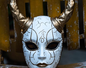 Masque Oni imprimé en 3D - Masque de démon japonais Hannya, visage complet portable