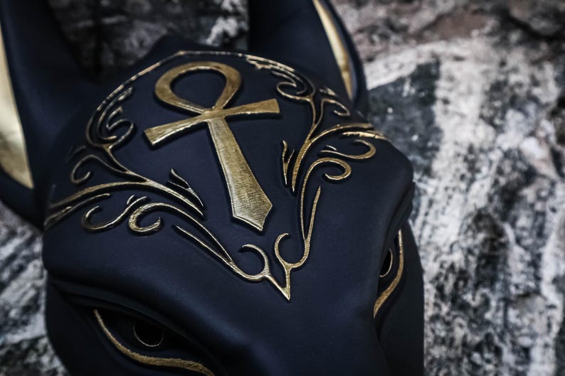 Handmade Anubis Jackal Mask – Egyptian God, Black & Gold, Wearable or ...