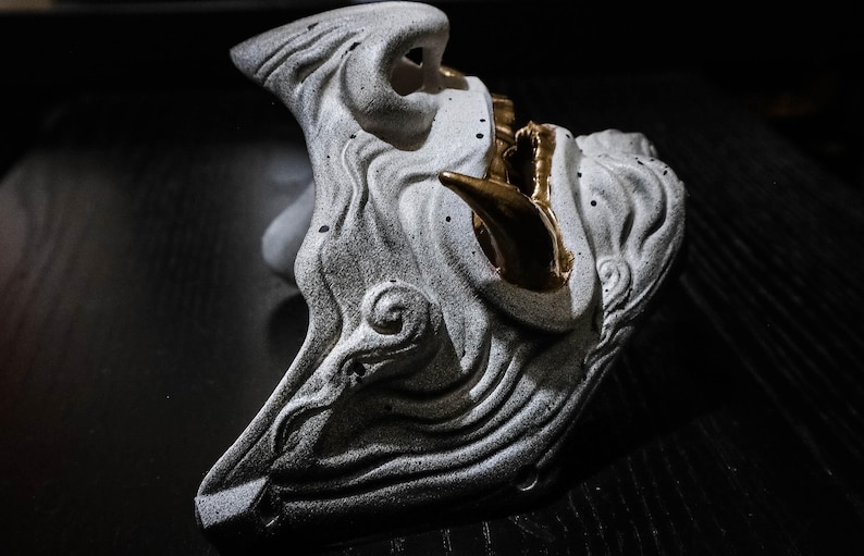 Japanese Half Face Camo Oni Mask - Wearable Mempo Traditional Samurai ...
