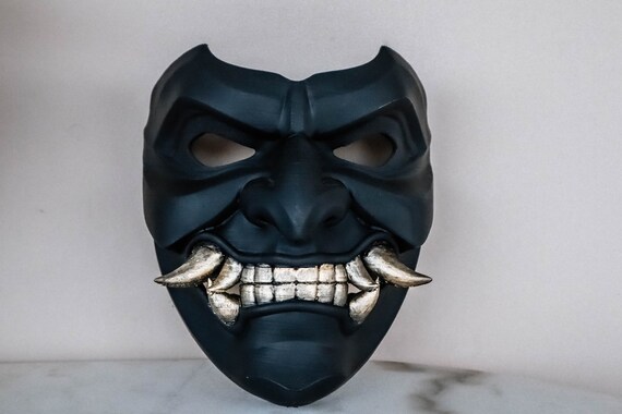 兜鬼 着用可能な面歩 サムライ フルフェイスマスク 日本のマスク - 黒