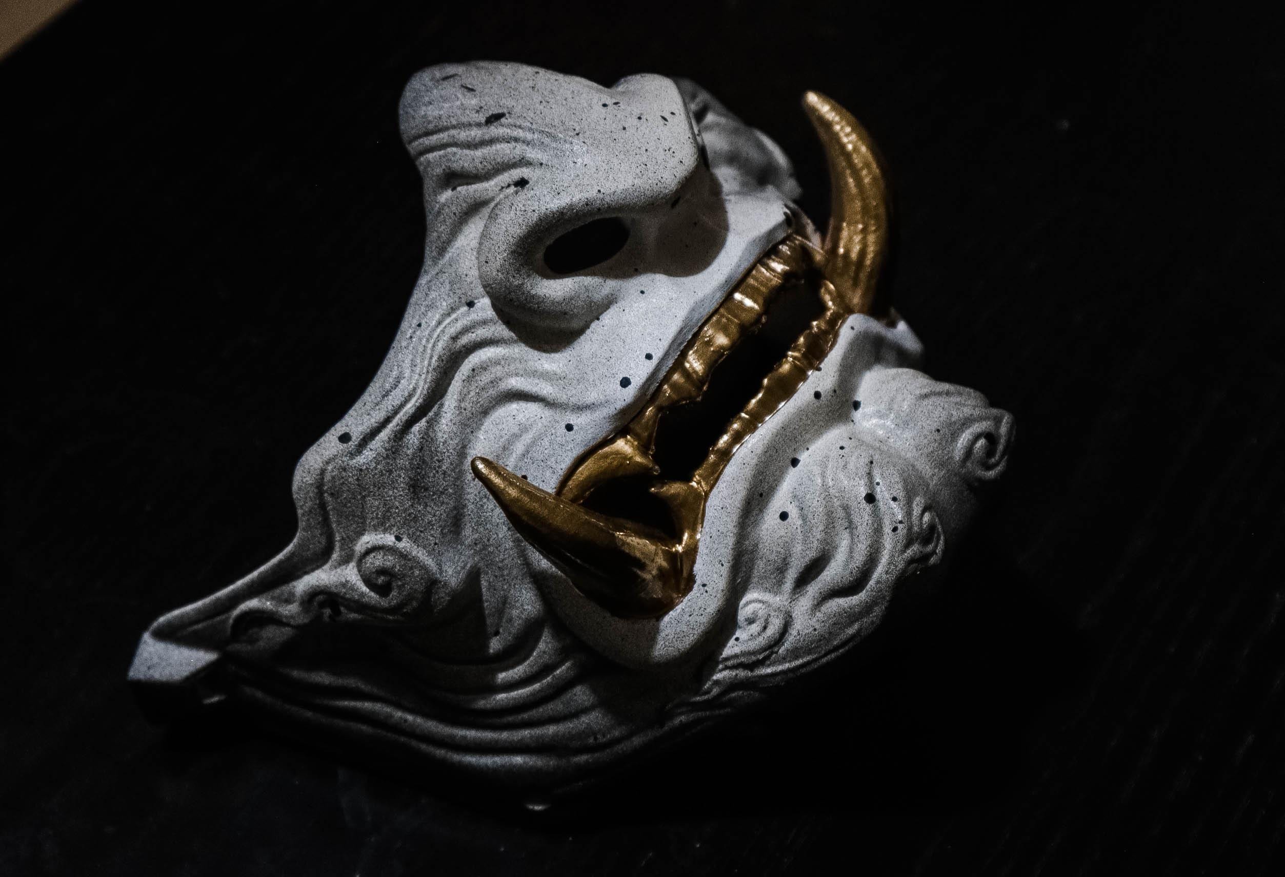 Japanese Half Face Camo Oni Mask - Wearable Mempo Traditional Samurai ...