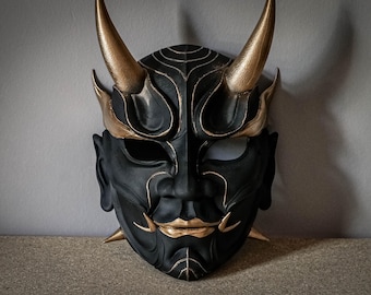 Masque d'oni à pointes - Démon samouraï japonais, décoration portable ou murale