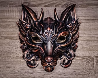 Masque de loup Oni - Cosplay Kitsune imprimé en 3D, art mural