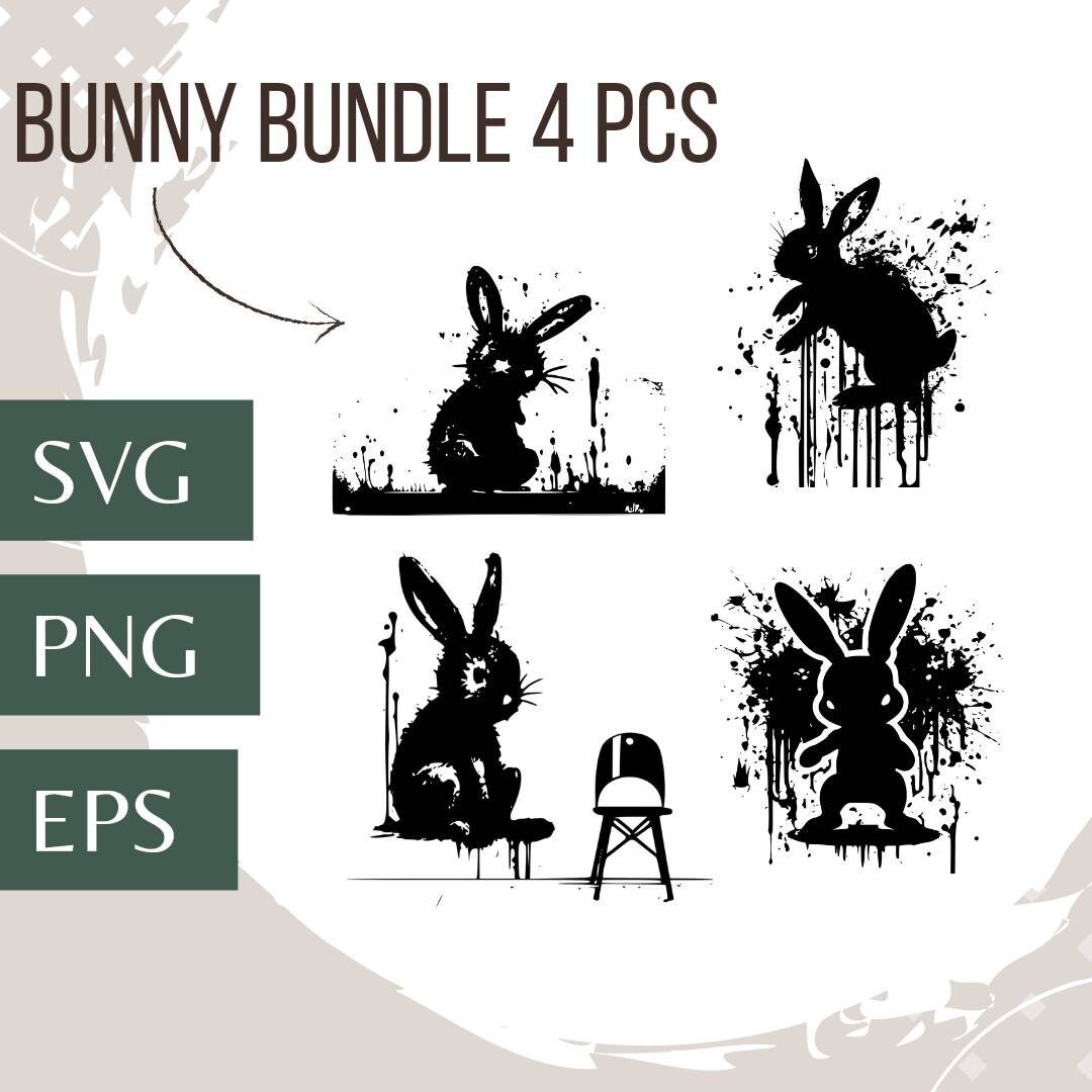 Ink Rabbit Svg Rabbit Bundle Svg // Vector Graphics SVG PNG EPS // Print Template ...