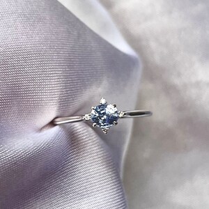 0.53ct Pastel Blue Ceylon Sapphire Ring in 18k white gold, vintage style engagement ring, oval sapphire ring, blue sapphire ring