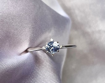 0.53ct Pastel Blue Ceylon Sapphire Ring in 18k white gold, vintage style engagement ring, oval sapphire ring, blue sapphire ring