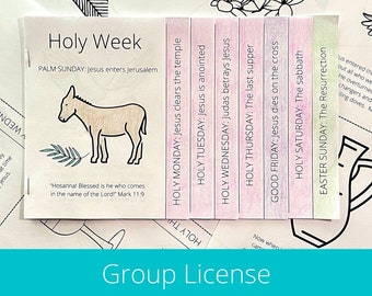 Group License Holy Week Mini Coloring Book Pages - Easter - Bible Verses - Kids Liturgical Year