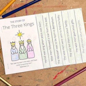 Three Kings Epiphany Christmas Coloring Book, Three Wise Men, Three Kings Day, Christmas Coloring Sheets, Birth of Jesus, We Three Kings