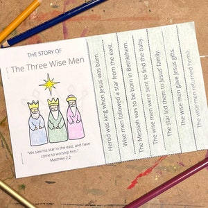 Three Wise Men, Epiphany Christmas Coloring Book, Christmas Coloring Sheets, Three Kings Day, Birth of Jesus, 3 Magi, Nativity Craft
