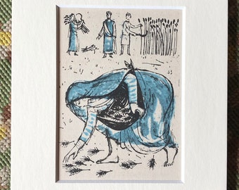 Ruth - Vintage Bible Illustration - Matted to 5x7 - Women of the Bible