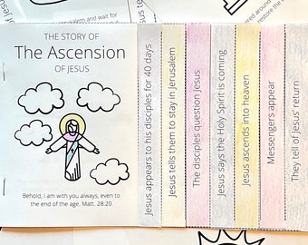 The Ascension 8 Page Mini Coloring Book - Activity - Bible Verses - Jesus Taken Up to Heaven