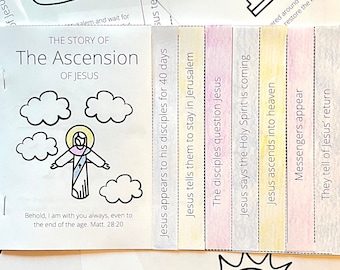 The Ascension 8 Page Mini Coloring Book - Activity - Bible Verses - Jesus Taken Up to Heaven