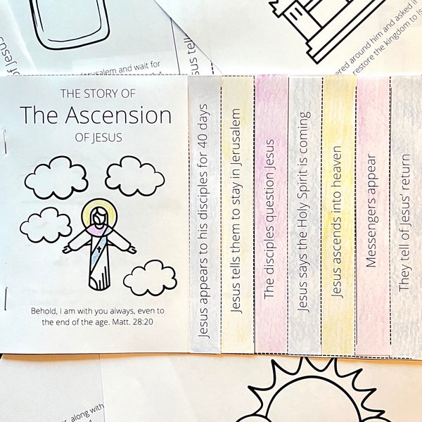 The Ascension 8 Page Mini Coloring Book - Activity - Bible Verses - Jesus Taken Up to Heaven