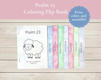 Psalm 23 - 8 Page Mini Coloring Book - Bible Activity - Preschool Elementary Lesson - The Lord is My Shepherd
