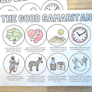 Good Samaritan Craft for Kids, Parables of Jesus, The Good Samaritan Activity, Bible Story Coloring Pages, Bible Activity Sheets for Kids