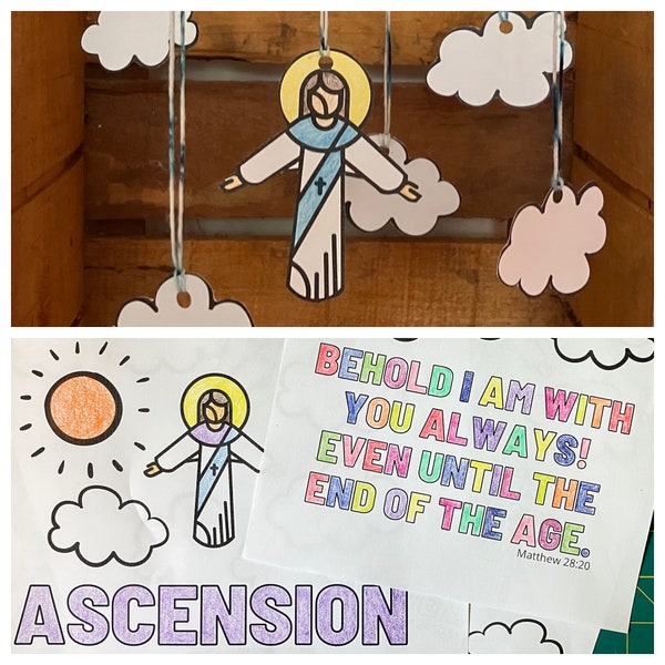 5 Ascension Coloring Pages + DIY Mobile - Jesus Taken Up Into Heaven - Kids Liturgical Year