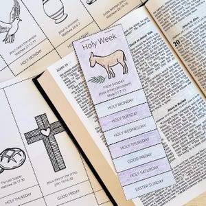 Holy Week for Kids, Lent for Kids, Kids Flip Books, Bible Coloring Bookmarks, Sunday School Bookmark Activity, Christian Bookmarks Printable