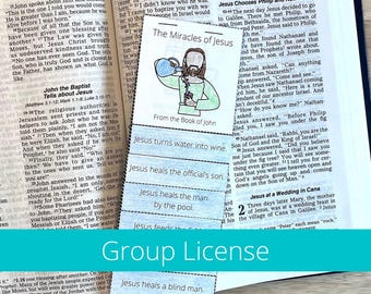 Bible Coloring Bookmarks, Jesus Miracles of Jesus for Kids, Sunday School Bookmark Activity, Kids Flip Books, Christian Bookmarks Printable