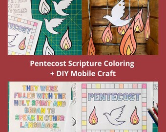 5 Pentecost Coloring Pages + DIY Mobile Craft - Flame and Dove - Holy Spirit - Kids Liturgical Year